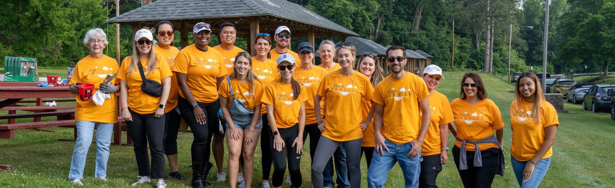 Norfolk Southern employees walking in a community