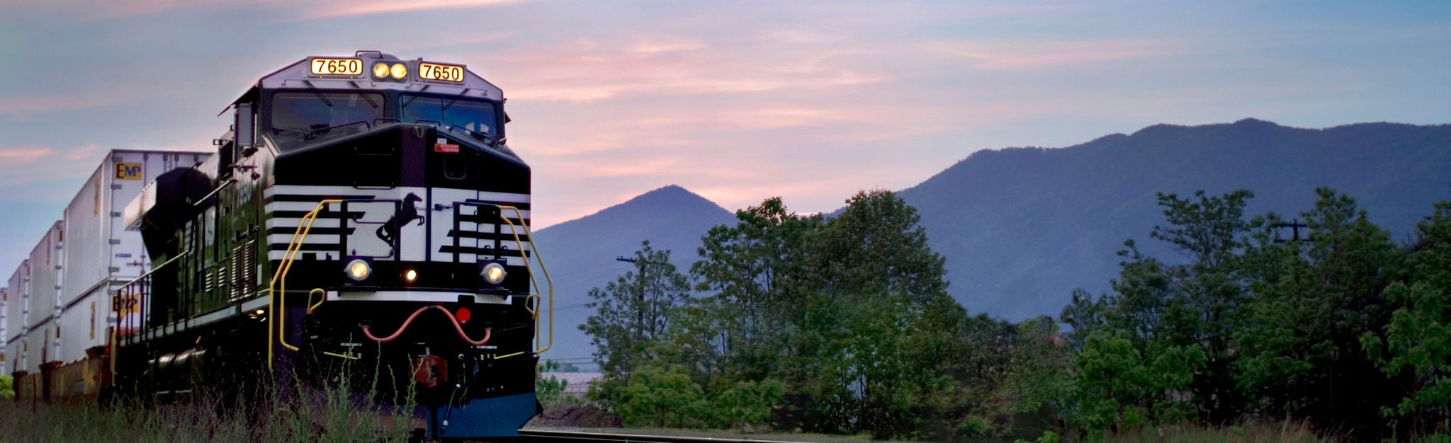 pink sun set with train