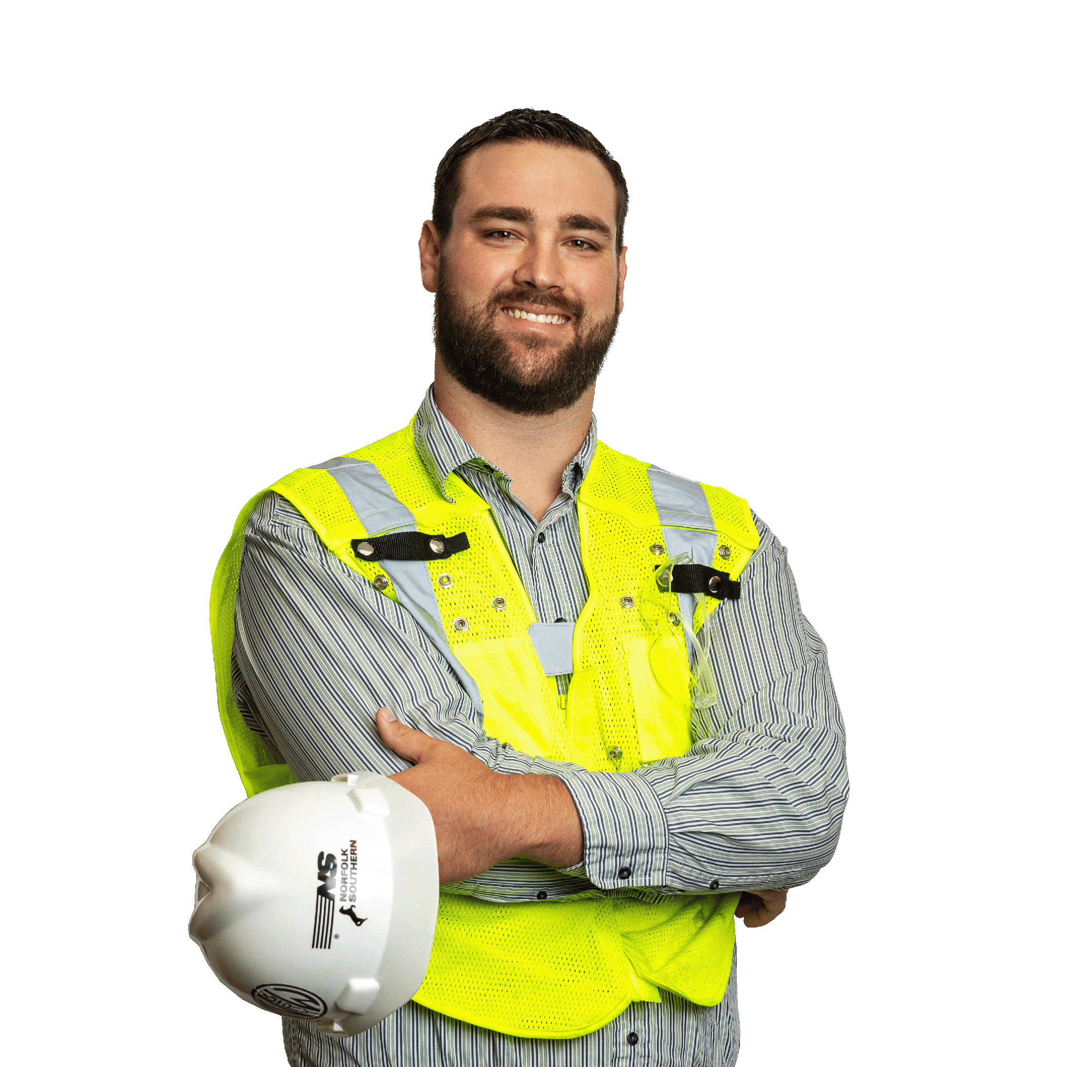 Image of Norfolk Southern a rail transportation company Intermodal manager standing in a safety vest